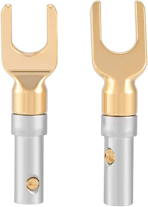 Banana Plugs for Speaker Wire - 6 Pcs 24K Gold Plated Pure Copper Y Plug Spade Connector