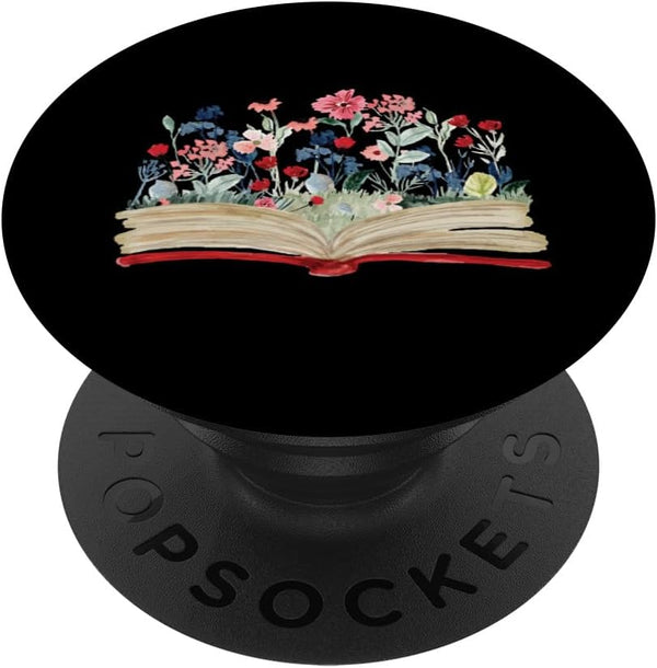 Flower Bookworm Avid Reader Gift, Floral Book Reading Nerd PopSockets Standard PopGrip