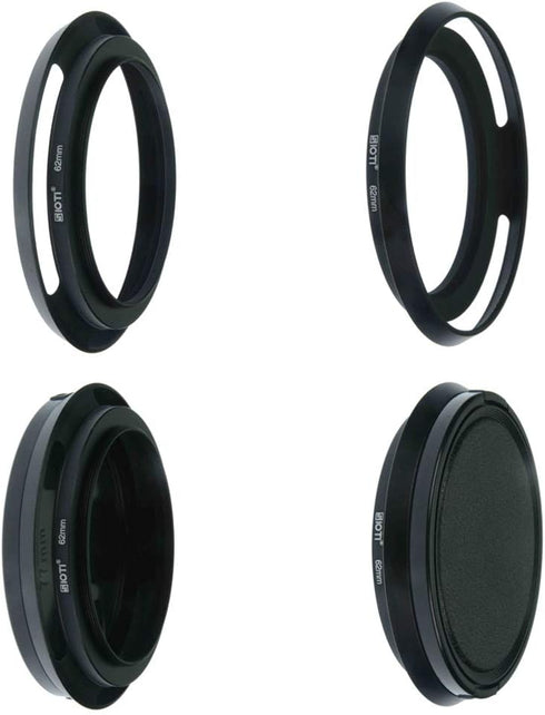 SIOTI 62mm Lens Hood, Aluminum Material, Compatible with All Camera Lens S/C/N/F/O/P, Matte Treatment