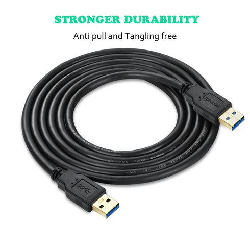 USB 3.0 Male to Male Cable, 15 ft Type A Male to A Male, 5 Gbps for Hard Drive, DVD Player (Black)