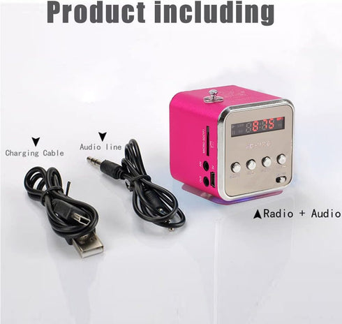 Eboxer Portable Mini Speaker FM Radio Stereo Speaker, Support TF Card, Perfect for Room, Bike, Car (Rose Red)