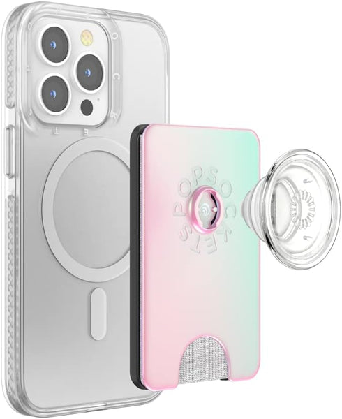 Phone Wallet with Expanding Grip, Wireless Charging Compatible, Wallet Compatible with MagSafe - Mermaid Pink