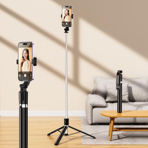 Tianle 67 Inch Selfie Stick, Phone Tripod Extendable Cell Phone Tripod Stand with Wireless Remote and Phone Holder