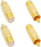 F Female to RCA Male, 4-Pack Gold Plated Aux Audio Adapter for Coax Coaxial Cable Connector for Audio Video Systems