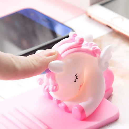 ZOSTLAND Cute Unicorn Fly Horse Phone Holder, Adjustable Stand, Creative Cartoon Desktop Phone Stand - Unicorn Purple