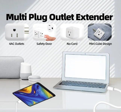 Generic Power Plug 4 Outlets Wall Strip Cube, 4 Way Side US AC Electrical Power Strip for Home Office