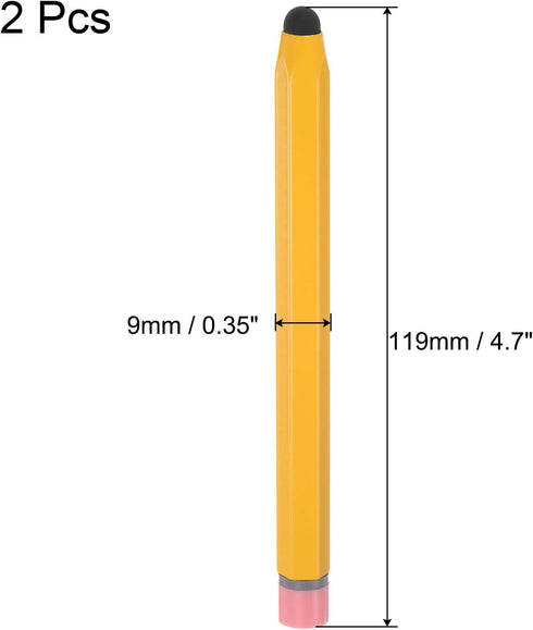 MECCANIXITY 2pcs Stylus Pens for Touch Screens Hexagon Crayon Stylus Pen Universal Capacitive Stylus for All Touch Screen Devices, 4.7" Yellow