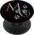 Pink Monogram Letter M Cat Dog Rainbow Paw PopSockets Adhesive PopGrip