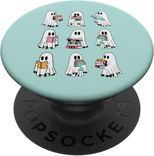 PopSockets Standard PopGrip Ghost Reading Books Retro Groovy Spooky Reader