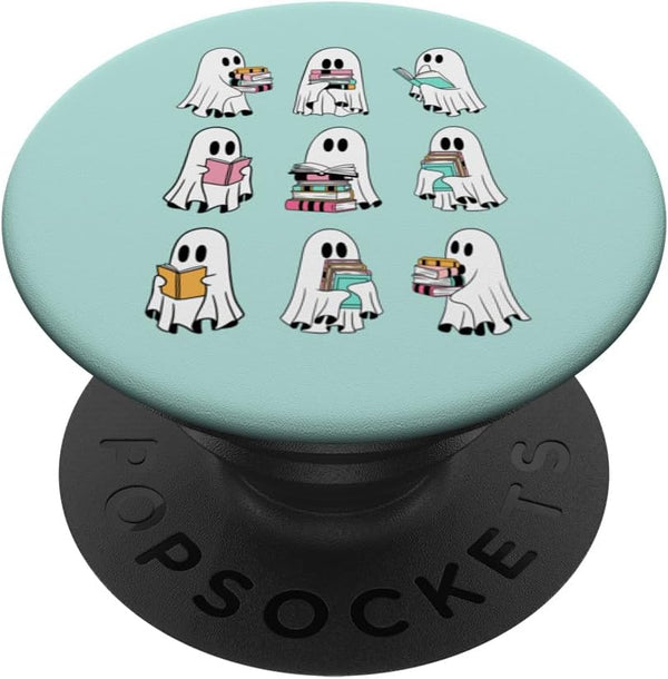 PopSockets Standard PopGrip Ghost Reading Books Retro Groovy Spooky Reader