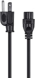 Monoprice Power Cord, NEMA 5-15P to IEC-320-C5, 6ft, 18AWG, 7A/125V, Black