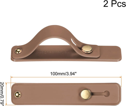 MECCANIXITY Brown Silicone Phone Loop Finger Holder Grip Stand, 2Pcs for Most Smartphones