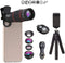 Phone Camera Lens Kit - 4 in 1 Cell Phone Camera Lenses Kit - 18X Telescopic Lens, 198° Fisheye Lens, 0.36 Super Wide
