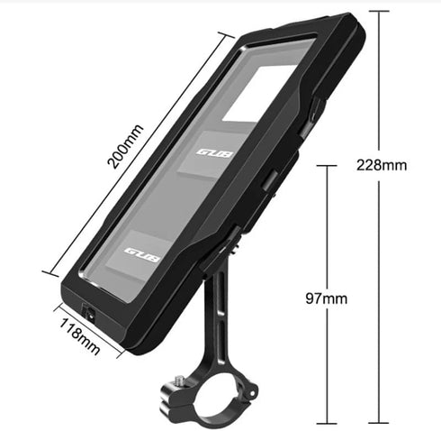 GUB Plus 16 Waterproof Phone Holder, Full Sealed Touch Screen Bike Mount Case for Cellphone GPS (Black)