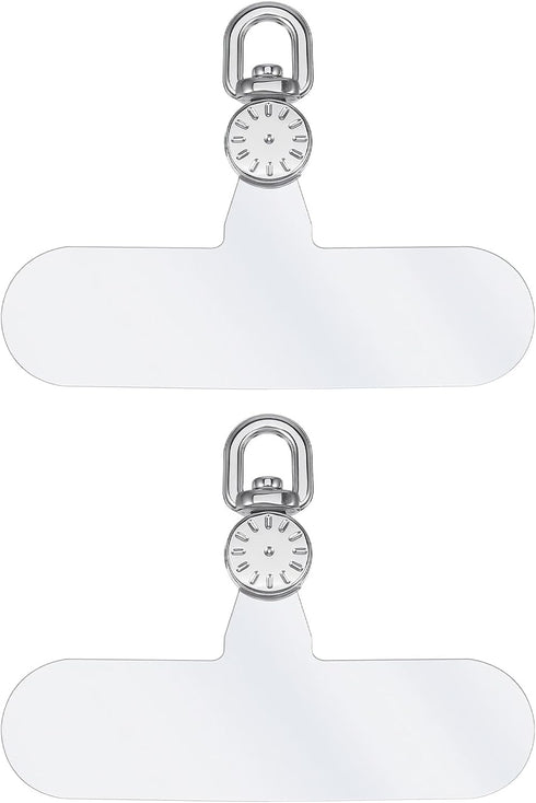 Mabor 2-Pack Phone Lanyard Tabs, 360 Rotatable Clear Transparent TPU + Zinc Alloy