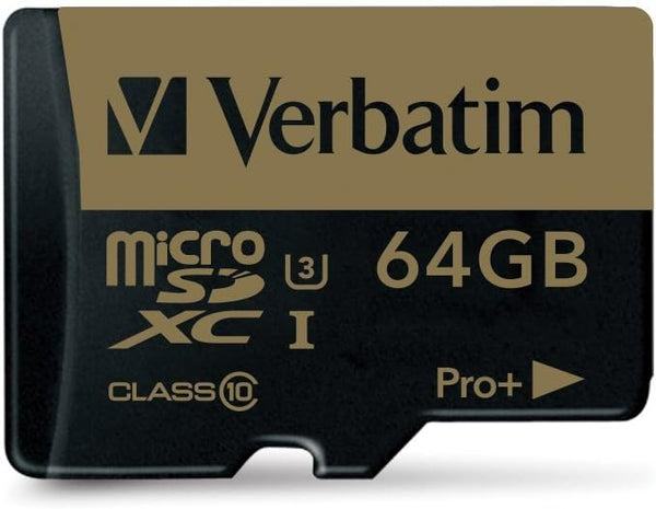 Verbatim 64GB ProPlus 600X microSDXC Memory Card with Adapter, UHS-1 U3 Class 10,