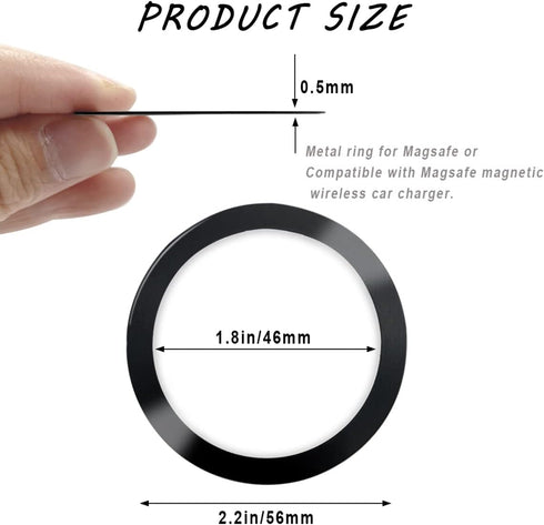 6 Pcs Universal Metal Rings Sticker for Magsafe Magnetic Charger iPhone 15 14 13 12 Pro Mini Max Galaxy, Ultra-Thin