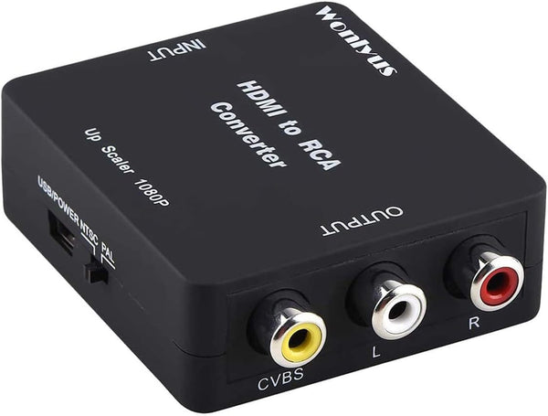HDMI to RCA Converter, 1080P HDMI to 3RCA CVBs Composite Video Audio Adapter for TV Stick, Roku, and more
