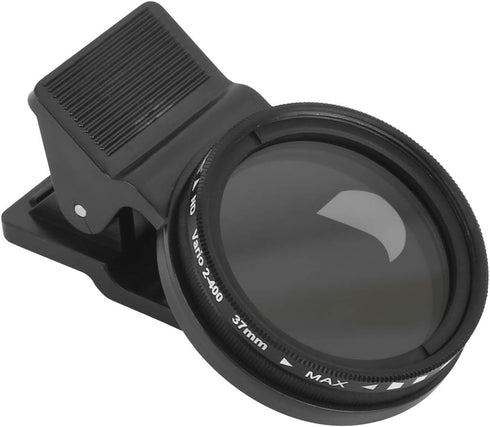Neutral Density Lens Filter, 37MM ND2-400 Cellphone Camera Lens Filter Kit with Adjustable Clip