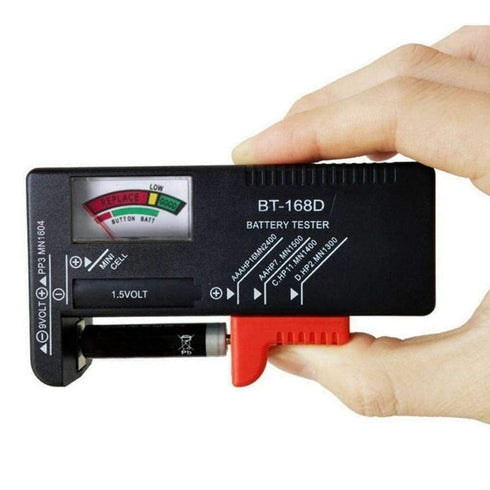 Black Universal BT168 Digital Battery Tester for AA AAA 9V, Volt Checker for Household Batteries