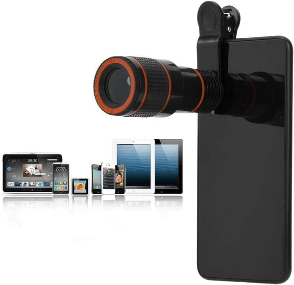 Cell Phone Camera Lens, Professional 12X Telephoto Lens, Telescopic Focusing Universal Phone Camera Lens for Mobile