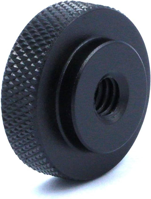 2 Pack 25mm Large Knurled Edge 1/4"-20 Female Thumb Wheel Lock Nut Adapter, Black