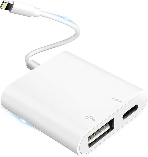 Lightning to USB Camera Adapter for iPhone, USB 3.0 Female OTG Cable for iPad to Connect Card Reader, USB Flash Drive