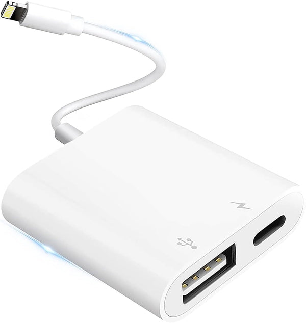 Lightning to USB Camera Adapter for iPhone, USB 3.0 Female OTG Cable for iPad to Connect Card Reader, USB Flash Drive