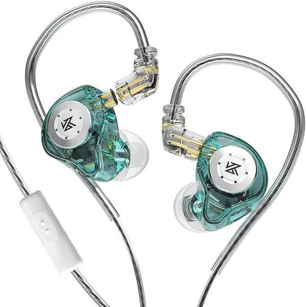 KZ EDX PRO Wired Earbuds with Microphone, Stereo Noise Isolating Headphones, 3.5mm Audio Jack, Cyan with Mic