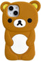 Ultra Thick Soft Silicone Case for Apple iPhone 14 Pro, Teddy Bear Brown Color, Cute 3D Cartoon Design