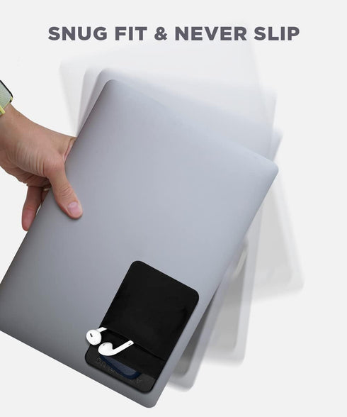 2-Pocket Adhesive Hard Drive Holder for Laptop, Stick-On Pocket Pouch for External Portable SSD, HDD, Slim Mouse