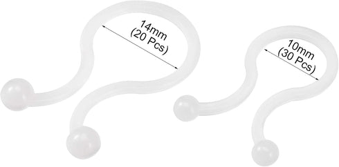 uxcell Nylon Reusable Twist Tie Cable Clips - White 10mm x 30pcs, 14mm x 20pcs