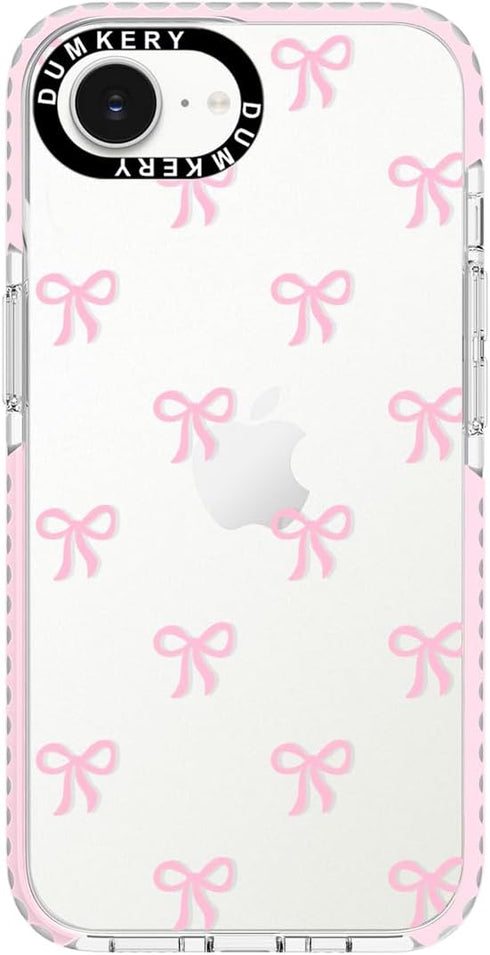 Dumkery Cute Phone Case Compatible with iPhone 16e, Bows Girly Aesthetic Pattern, Soft
