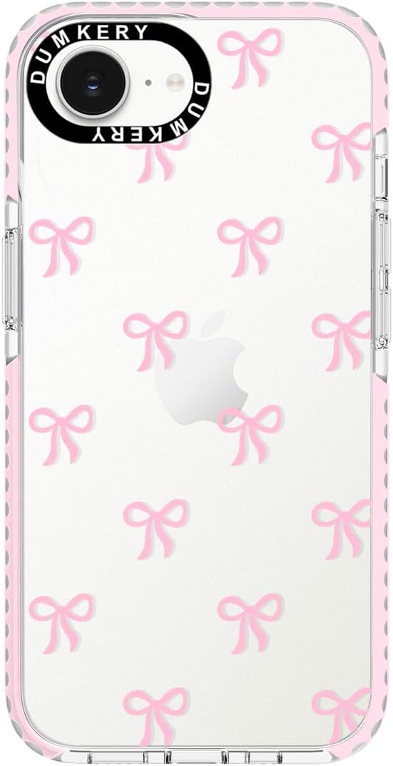 Dumkery Cute Phone Case Compatible with iPhone 16e, Bows Girly Aesthetic Pattern, Soft