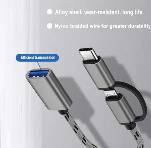 2-in-1 USB C/Micro USB to USB Adapter, OTG Adapter Cable Compatible with Samsung Galaxy S21 S22 S23 Note 20/10, Google