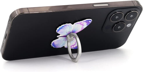 Butterfly Cell Phone Ring Holder, 360° Rotation Finger Grip Stand, Compatible with All Smartphones (Lilac)