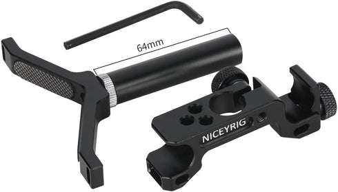 NICEYRIG 15mm LWS Rod Lens Support Y-Bracket, 64mm Vertical Adjustment for Heavy Long Lens Diameter 50mm to 140mm
