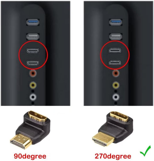 VCE HDMI 90 and 270 Degree Adapter 2-Pack, Right Angle Male to Female Connector
