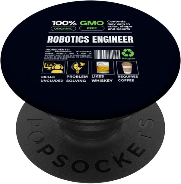 Robotics Engineer Profession Job Label Skills Coffee Whiskey PopSockets Standard PopGrip