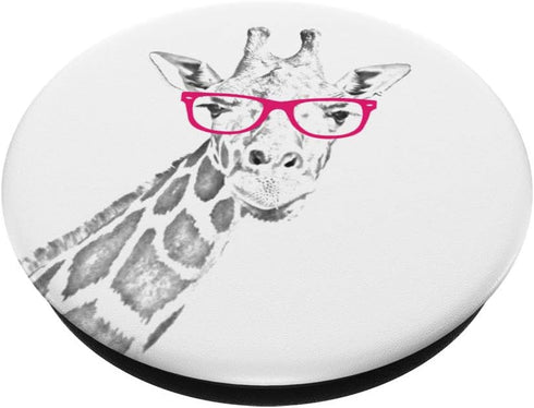 Giraffe wearing Hot Pink Glasses PopSockets PopGrip: Swappable Grip for Phones & Tablets