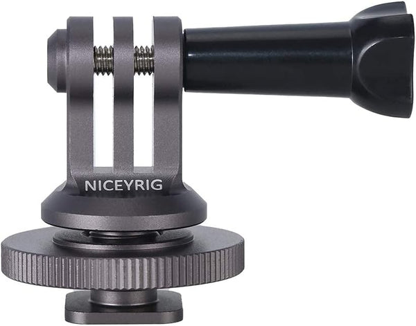 NICEYRIG Hot Shoe Mount Adapter for GoPro Hero 10/9/8/7/6/5, Compatible with Tripod and DSLR Camera
