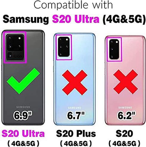 Asuwish Phone Case for Samsung Galaxy S20 Ultra 5G Wallet Cover with Tempered Glass Screen Protector and Crossbody Strap Card Holder Stand Cell S20ultra 20S S 20 A20 S2O 20ultra G5 Women Girls Purple