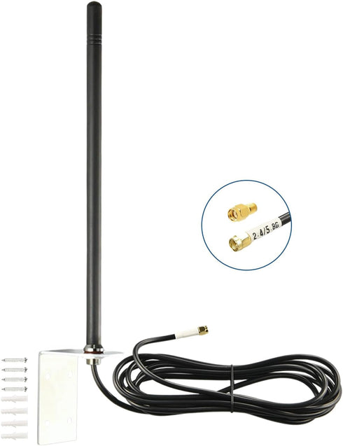Boobrie 2.4Ghz 5Ghz/5.8Ghz 9.84ft Dual Band Outdoor WiFi Antenna Omnidirectional WiFi Antenna Cable SMA Male & RP-SMA