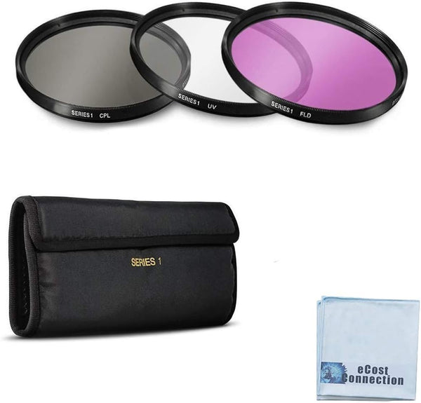 3 Piece UV, CPL, FLD 52mm Filter Kit for Nikon Cameras & More + Microfiber Cloth