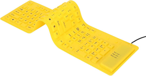 Foldable Silicone Keyboard,108 Keys Waterproof Rollup Keyboard,USB Wired Silicone Keyboard,Mute Keyboard,Soft Touch Keyboard for PC,Laptop,Notebook(Yellow)