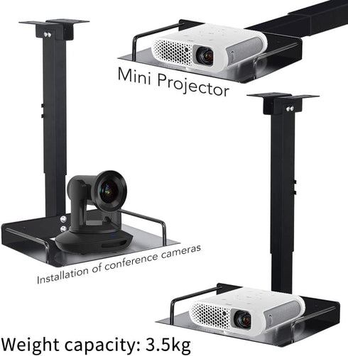 Universal Ceiling Mount with Tray, Adjustable 11.4-22 inches, No Hole Installation, Aluminum Alloy, for Projector/Camera