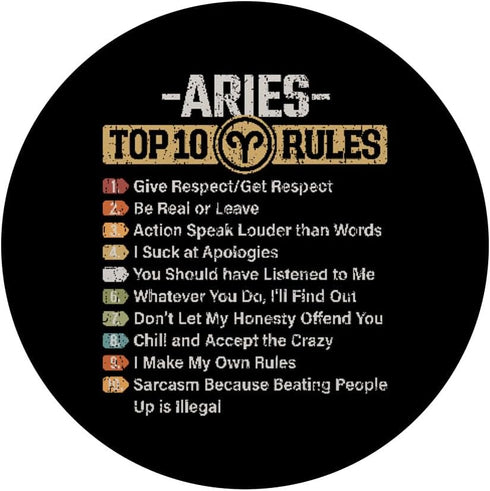 PopSockets Standard PopGrip Zodiac Sign Funny Top 10 Rules Of Aries Graphic