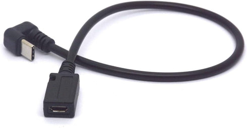 U Shaped Type C to Micro USB Cable, 180 Degree Angle USB-C Male to Micro USB Female Adapter for Charge and Sync (25cm)
