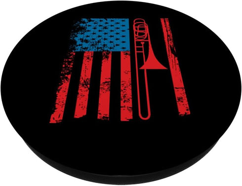 Trombone Player USA Flag Gift Accessories for Men Women PopSockets Standard PopGrip