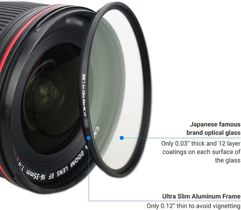 Multi-Coated 58mm UV Filter by JJC for Canon EOS Rebel T7 T6 T8i T7i SL3 4000D 2000D with EF-S 18-55mm Kit Lens &